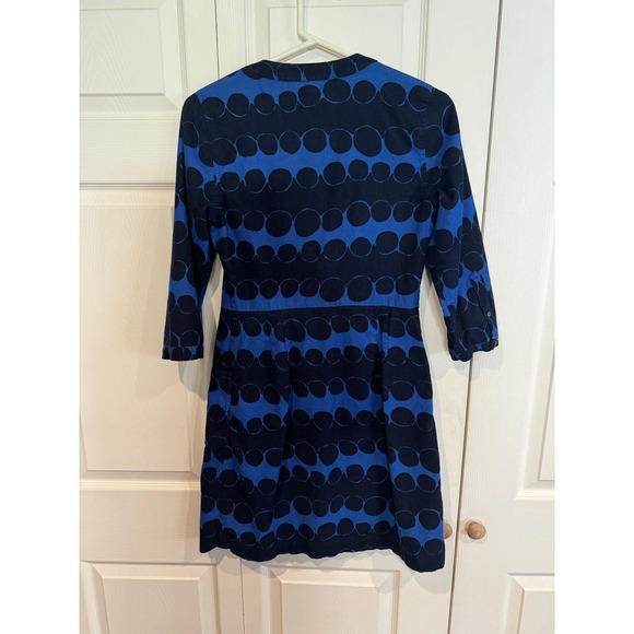 Anthro Boden Womens Blue Button Front Pockets Polka Dot Corduroy Dress - Picture 7 of 8